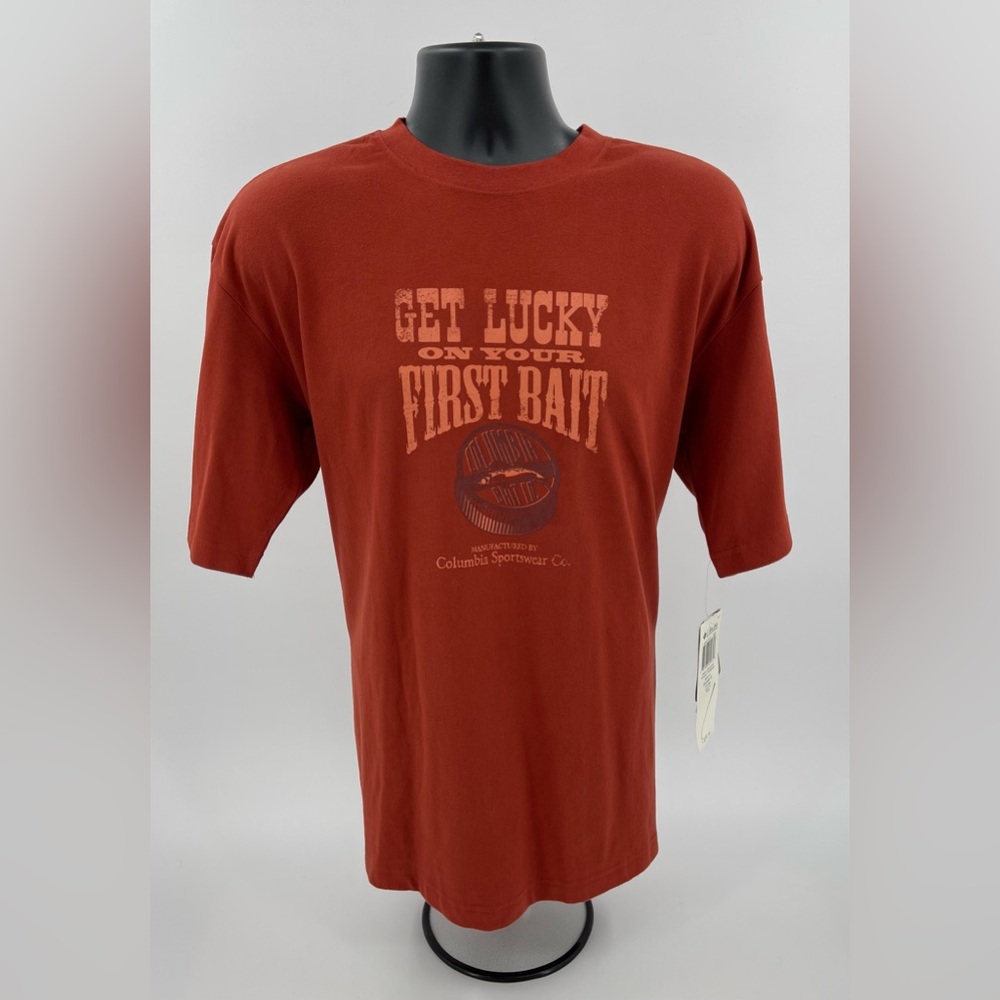 Columbia XCO "Get Lucky‎ on Your First Bait" T-shirt Men's Large NOS NWT